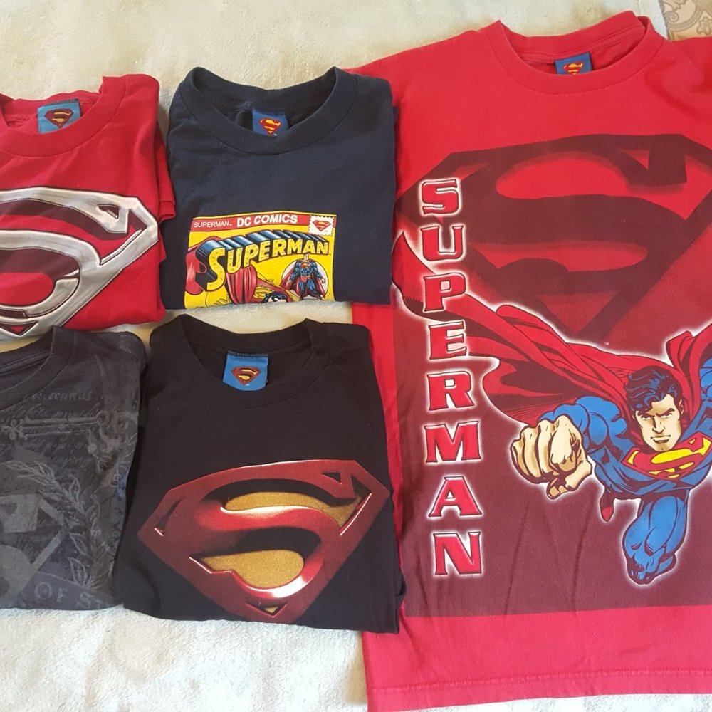 Lot (5) Vintage & Rare Superman Short Sleeve T-Shirts DC Comics